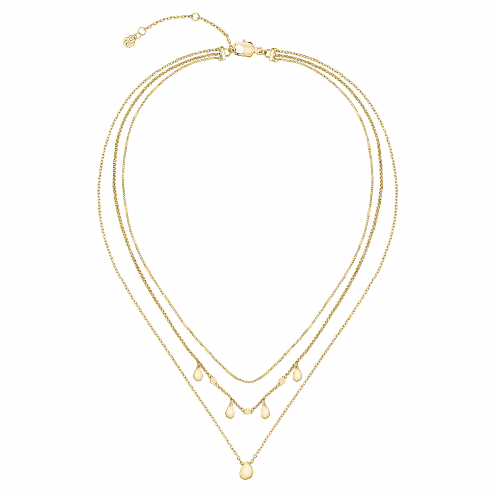 BOSS 1580766 Damen Kette mit Anhänger Edelstahl Goldfarben 46,5cm