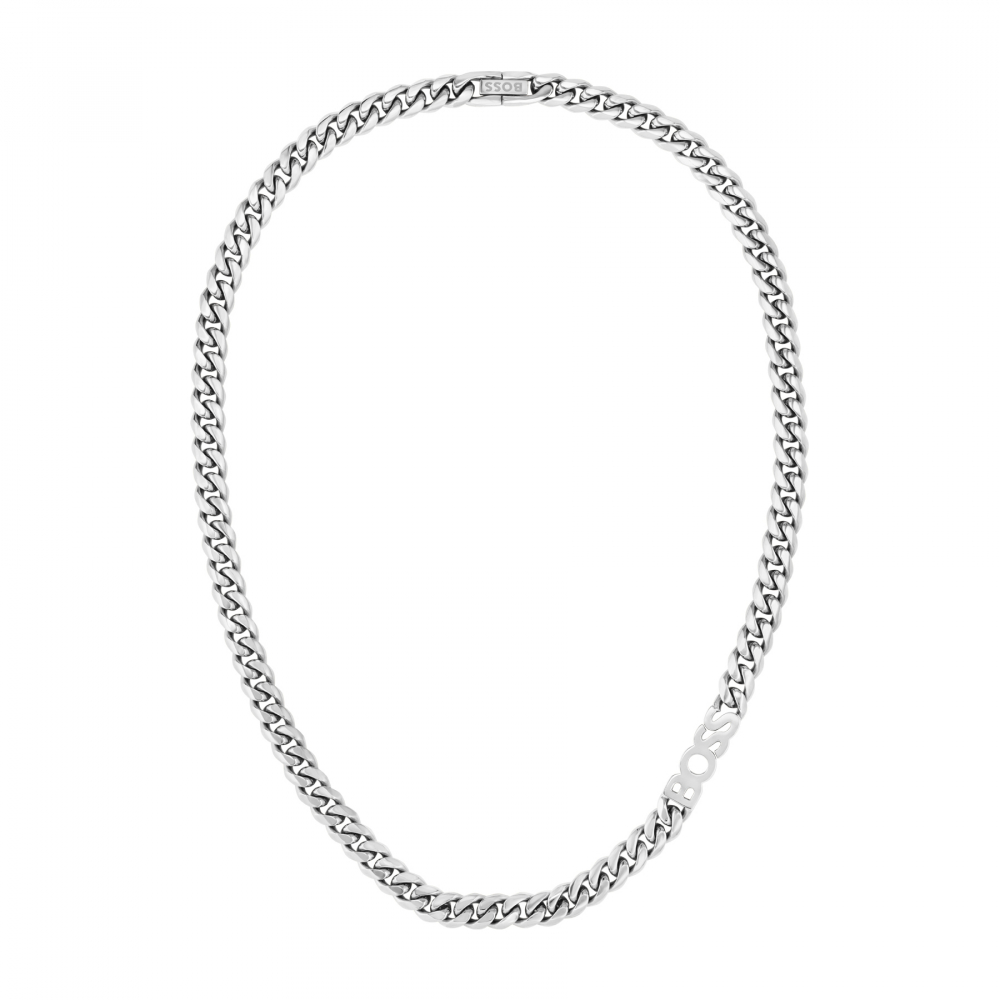 BOSS Herren Kette 1580769 Gliederkette BOSS Logo-Kette 51cm, 8mm