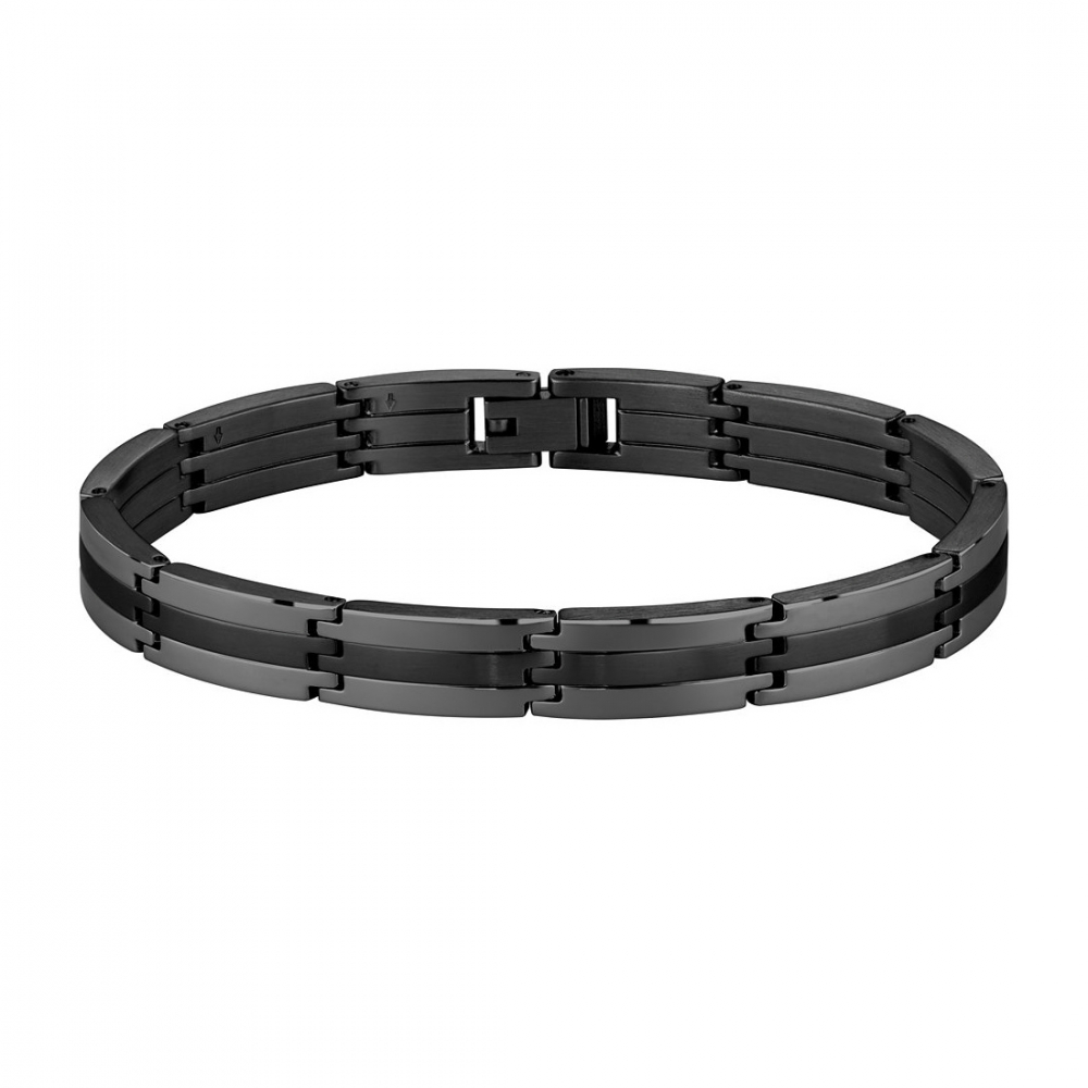 BOSS Herren Armband Edelstahl 1580804 Gliederband 20cm Schwarz