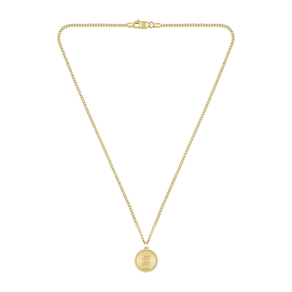 BOSS Herren Kette mit Anhänger 1580842 NORTH Edelstahl 60cm Kompassmotiv