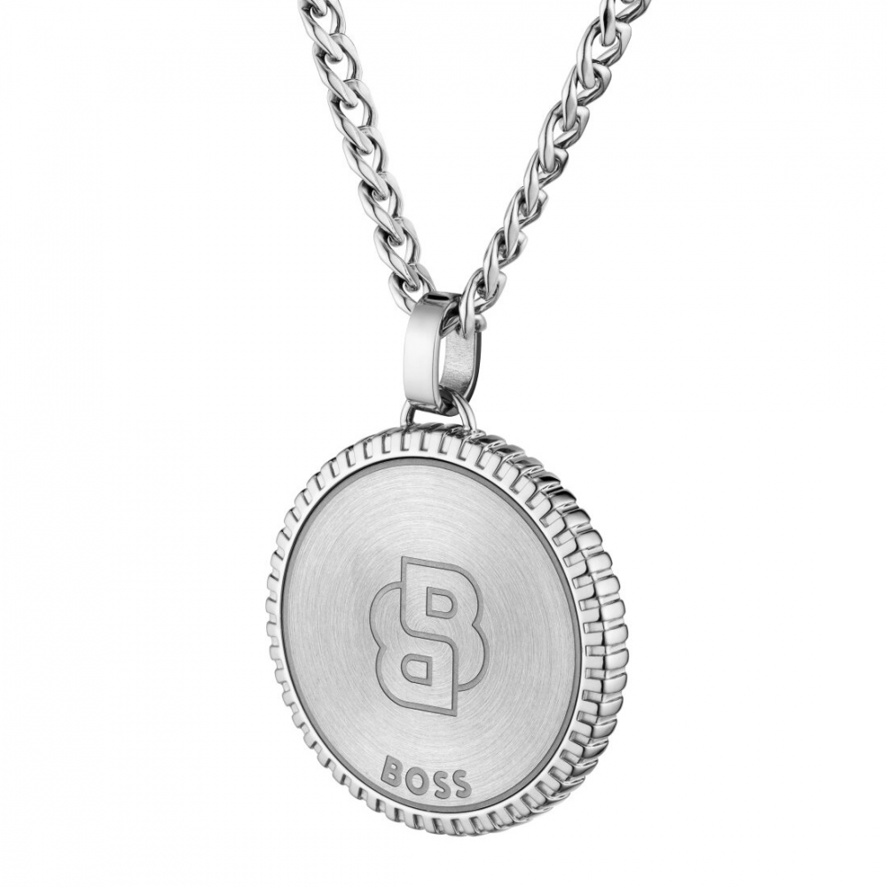 BOSS Herren Kette mit Anhänger 1580841 NORTH Edelstahl 60cm Kompassmotiv