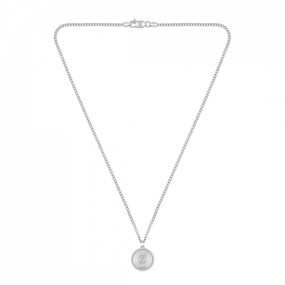 BOSS Herren Kette mit Anhänger 1580841 NORTH Edelstahl 60cm Kompassmotiv