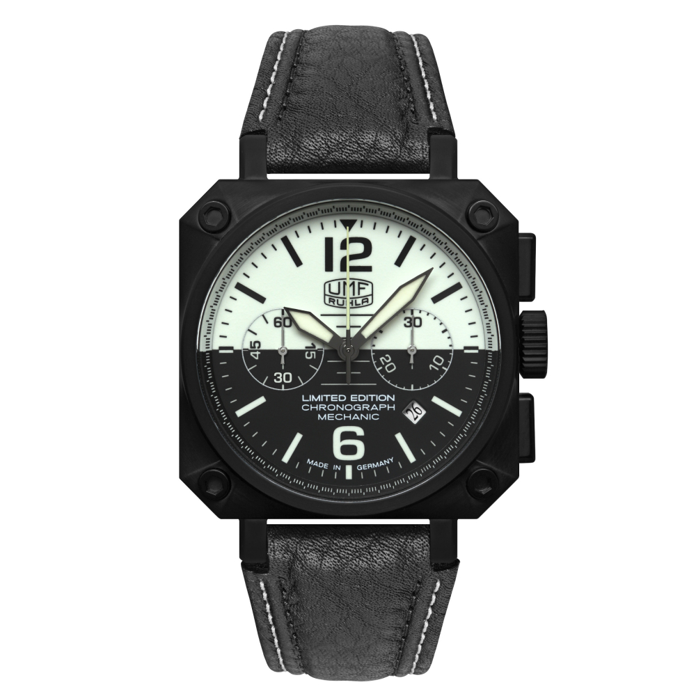 UMF Ruhla 1600-4 Armbanduhr, Chronograph, Handaufzug Poljot P3133 Saphirglas
