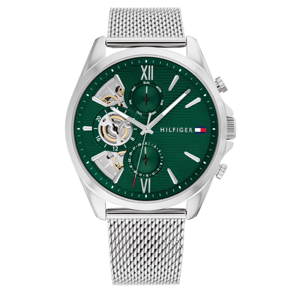 Tommy Hilfiger Herren Armbanduhr 1710647 Multifunktion day-date, Milanaiseband