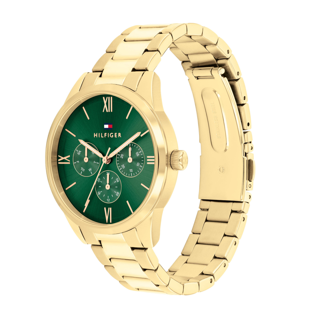 Tommy Hilfiger Damen Armbanduhr 1782746 Multifunktion goldfarben, grün