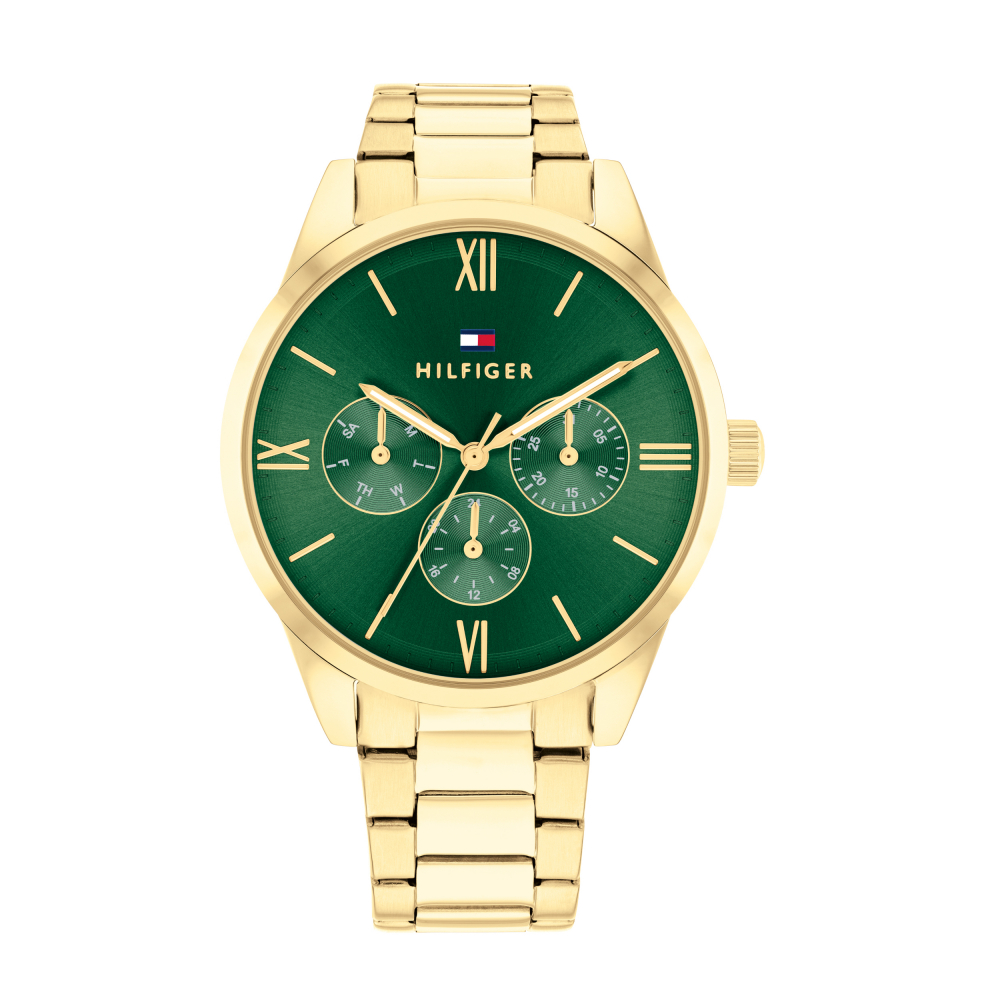 Tommy Hilfiger Damen Armbanduhr 1782746 Multifunktion goldfarben, grün