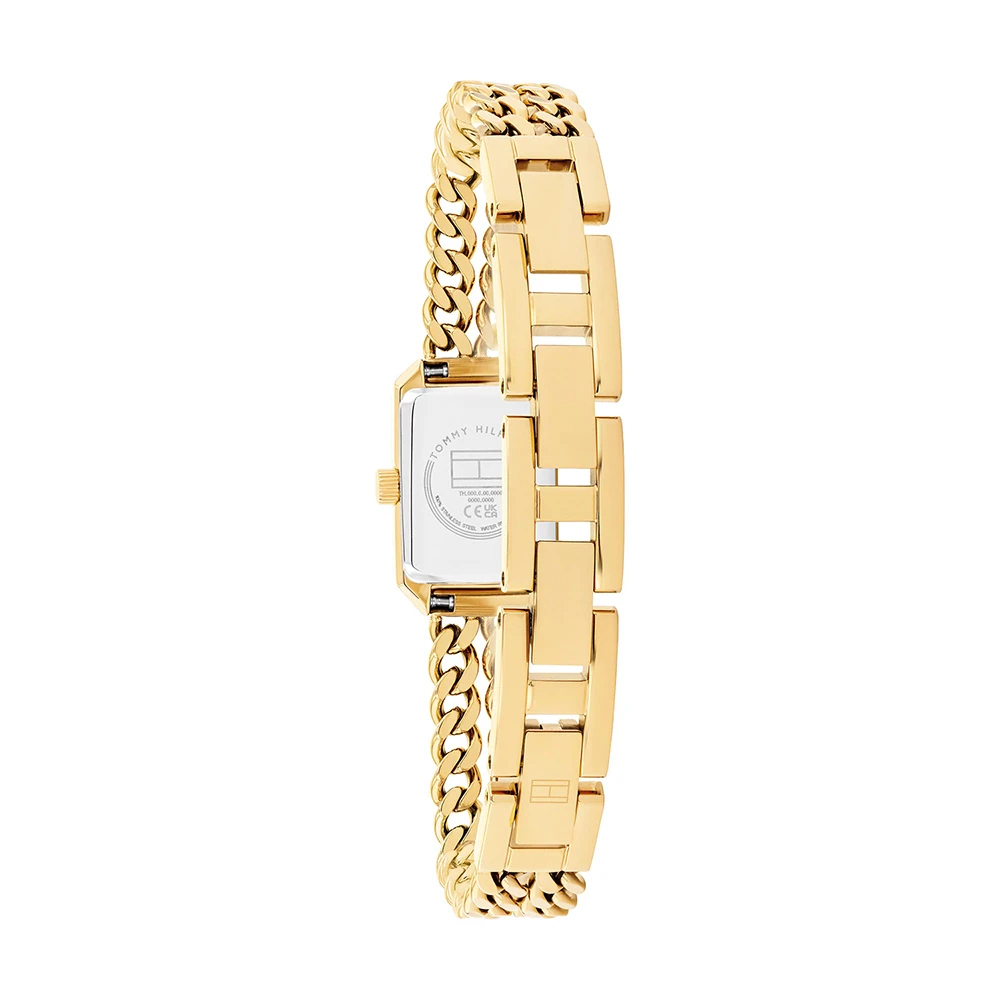 Tommy Hilfiger Damen Armbanduhr 1782842, Rechteck, goldfarben