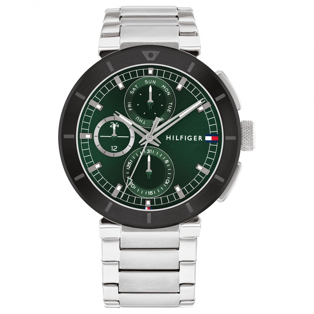Tommy Hilfiger Herren Armbanduhr 1792117 Multifunktion Datum-Wochentag, Grün