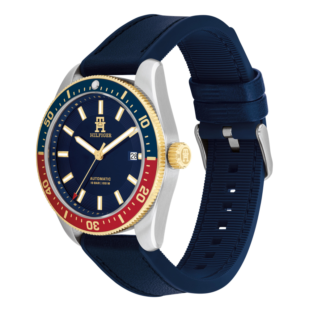 Tommy Hilfiger Herren Armbanduhr 1792141 Automatik Leder-Silikon, 10ATM