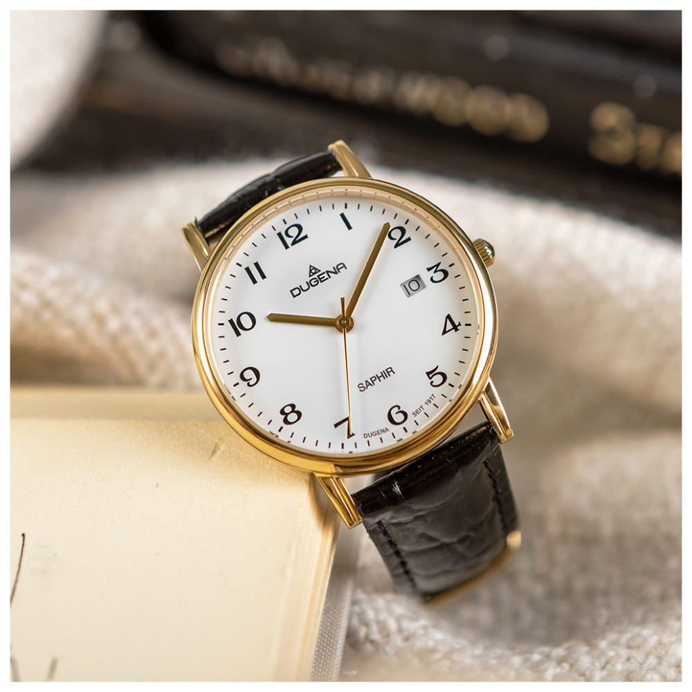 Dugena Herren Armbanduhr 2170996-1 goldfarben, Saphirglas, 35mm