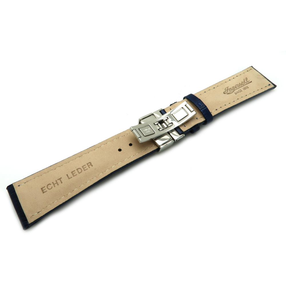 Ingersoll Stegbreite 23mm Ersatzband Lederband blau mit Faltschließe