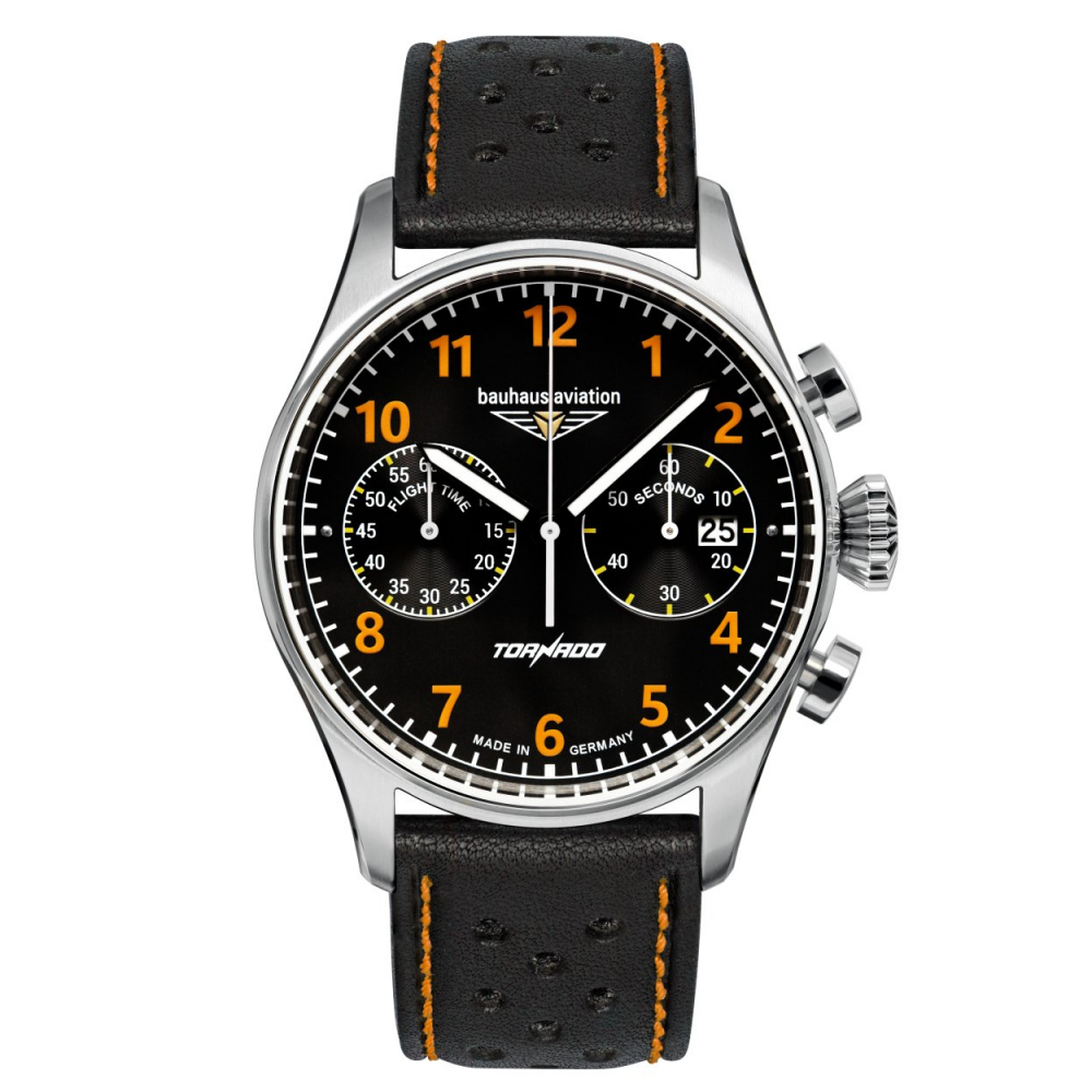 bauhaus Aviation 2770-5 Tornado Herrenuhr, Chronograph Lederband, 42mm
