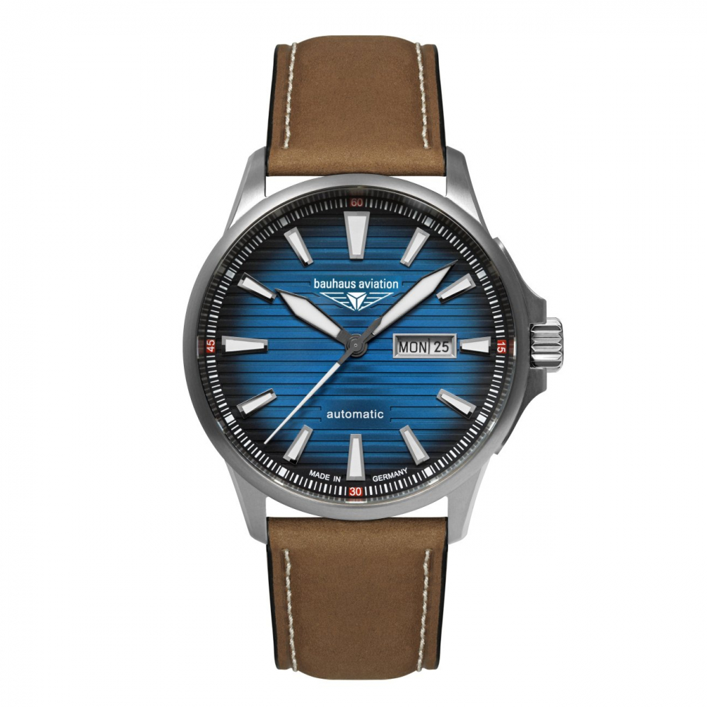 Bauhaus Aviation 2862-3 Automatik, Day-Date, Saphirgas, Titan Herrenuhr