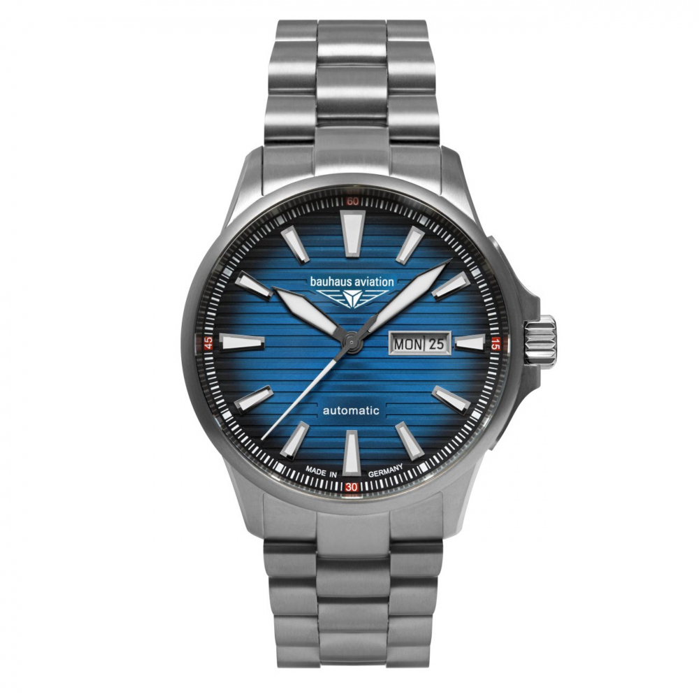 Bauhaus Aviation 2862M-3 Automatik, Day-Date, Saphirgas, Titan Herrenuhr