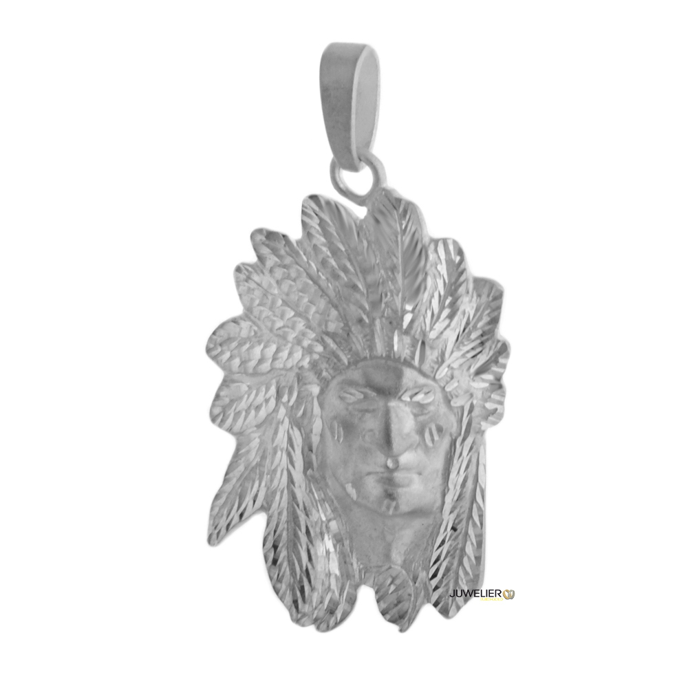 Indianer Anhänger 925 Silber Kettenanhänger, Maße: 52x29mm