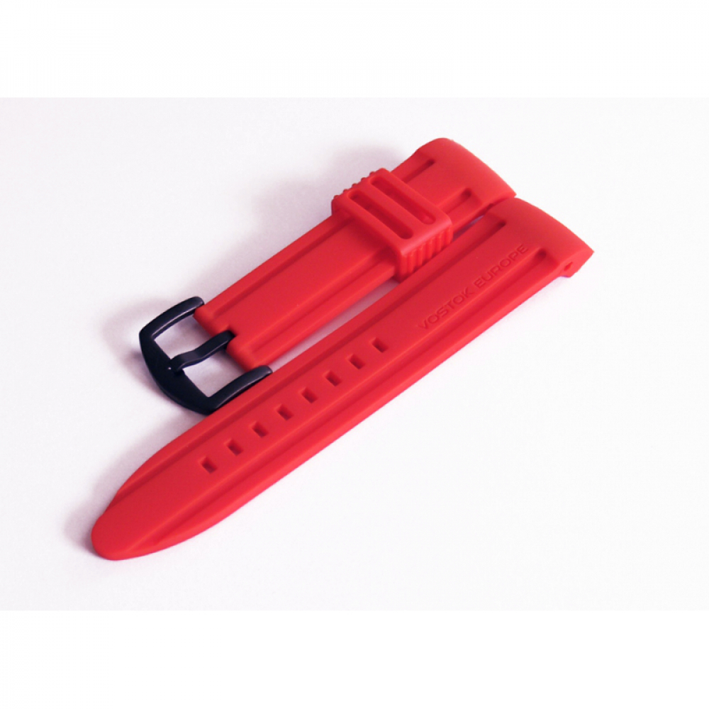 Vostok Europe Anchar Silikonarmband 24mm rot, Schließe schwarz