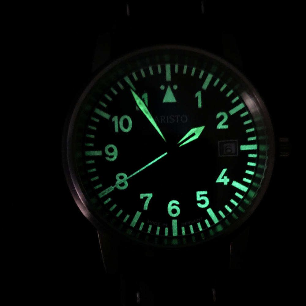 ARISTO Armbanduhr 3H07 Fliegeruhr 38,5mm mit Lederband, Ronda-Werk