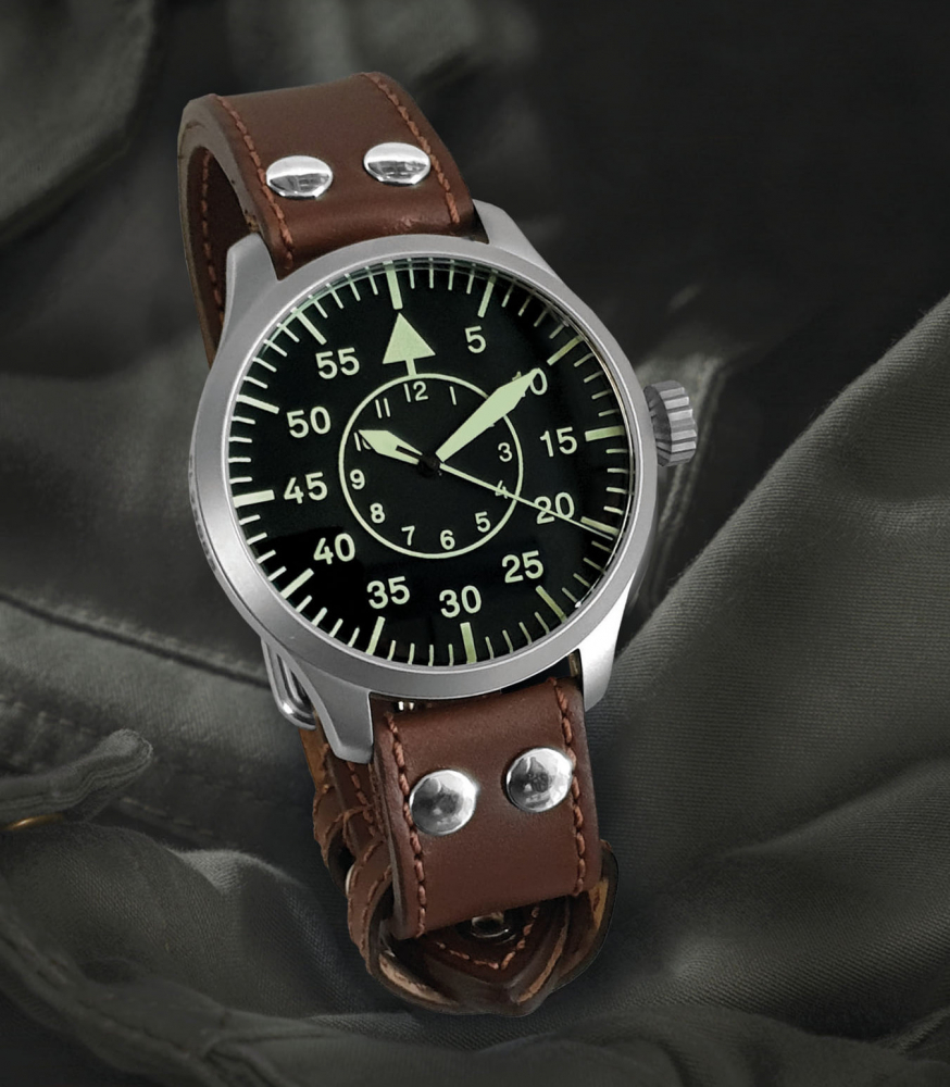 ARISTO Fliegeruhr 47 Pilot unbranded Ronda-Automatik-Werk 3H211 Beobachtungsuhr
