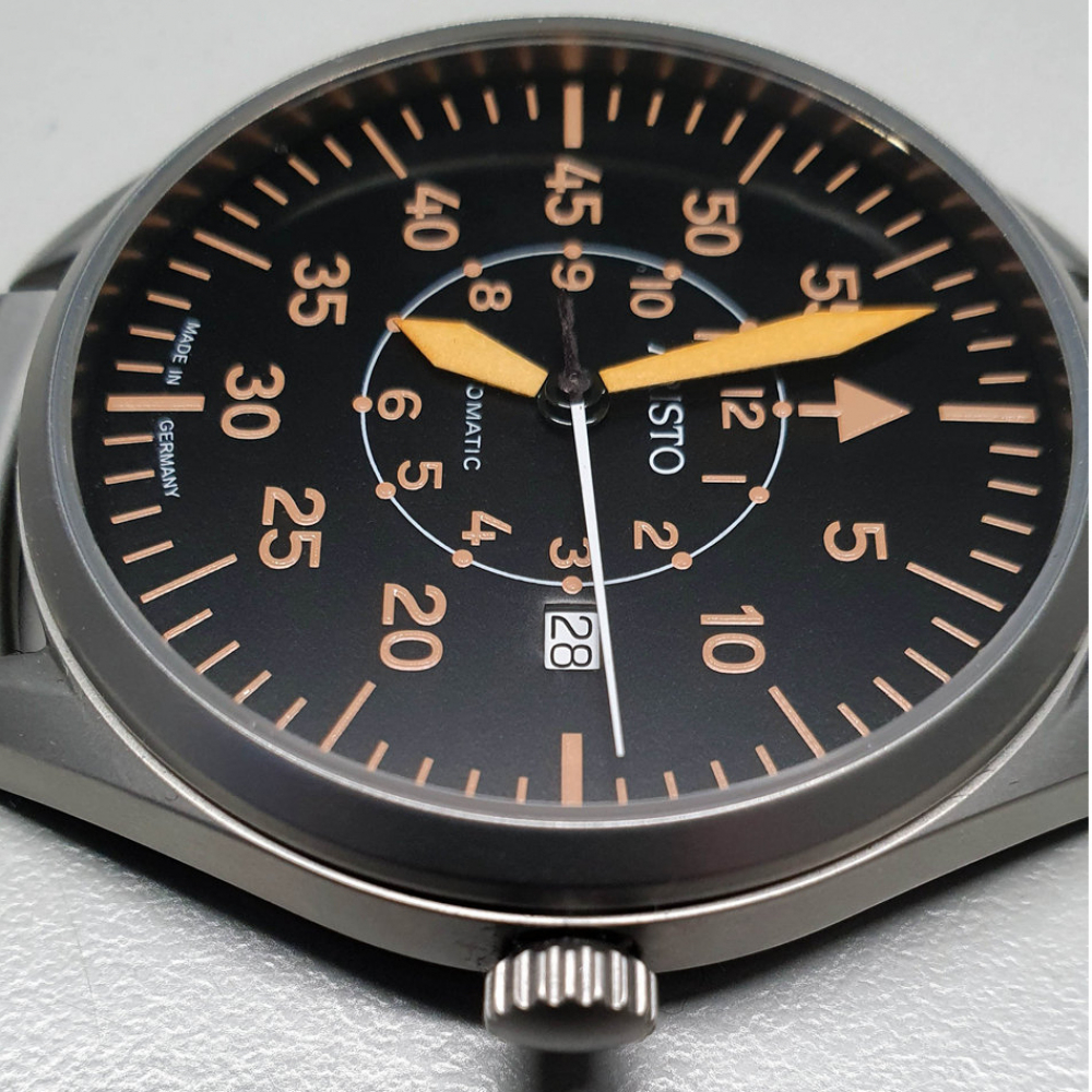ARISTO Pilot 43mm Herren Armbanduhr Fliegeruhr Automatik Selita-Werk Saphirglas