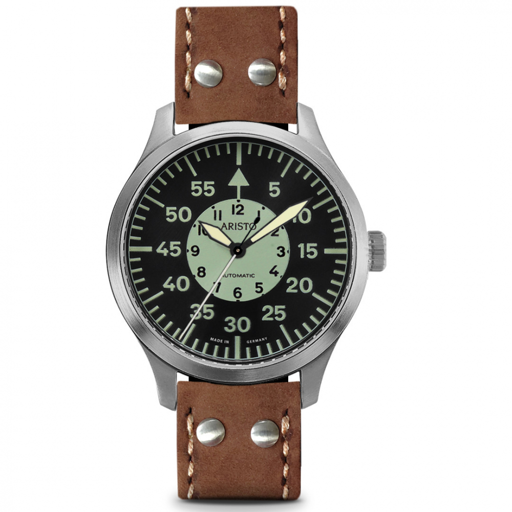 ARISTO 3H269 Automatic Vintage 47mm Pilot Luminor Saphirglas Glasboden