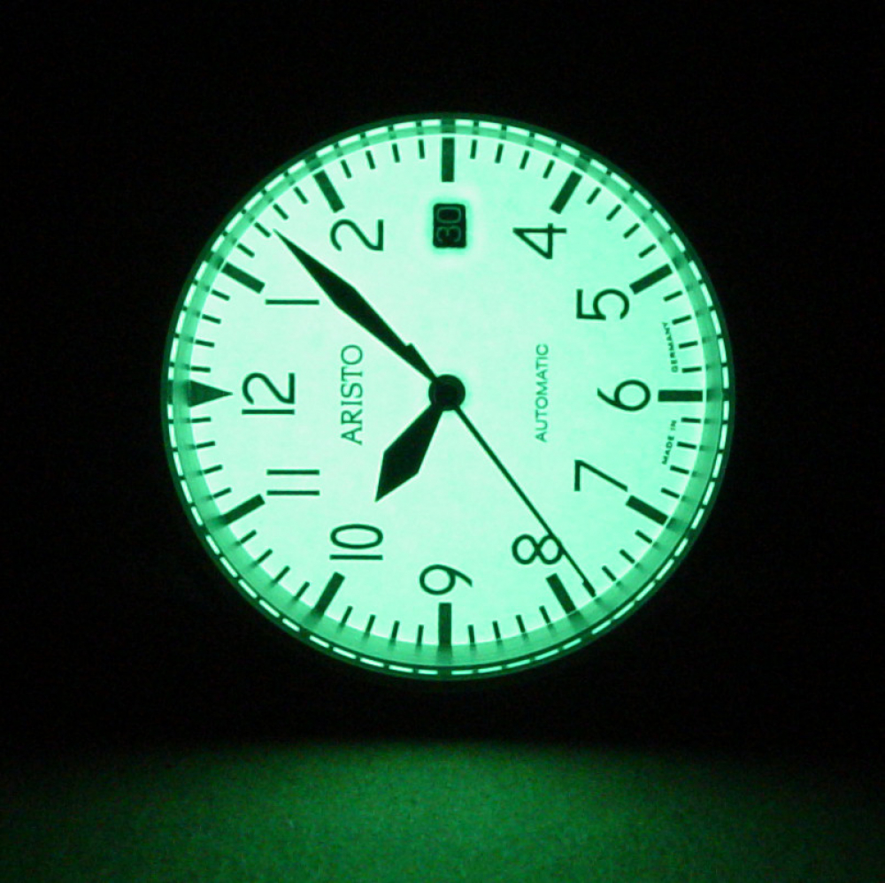 ARISTO 3H41 Jäger 90 Automatic Fliegeruhr Leuchtzifferblatt Textilband olivgrün 10ATM