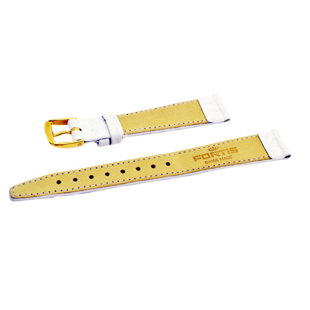 FORTIS - Ersatzband, Wechselband Leder weiss, Stegbreite 14mm