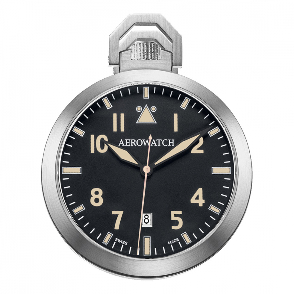 AEROWATCH 42829 AA06 Taschenuhr Lépine Flieger, Datum, Saphir, 48mm