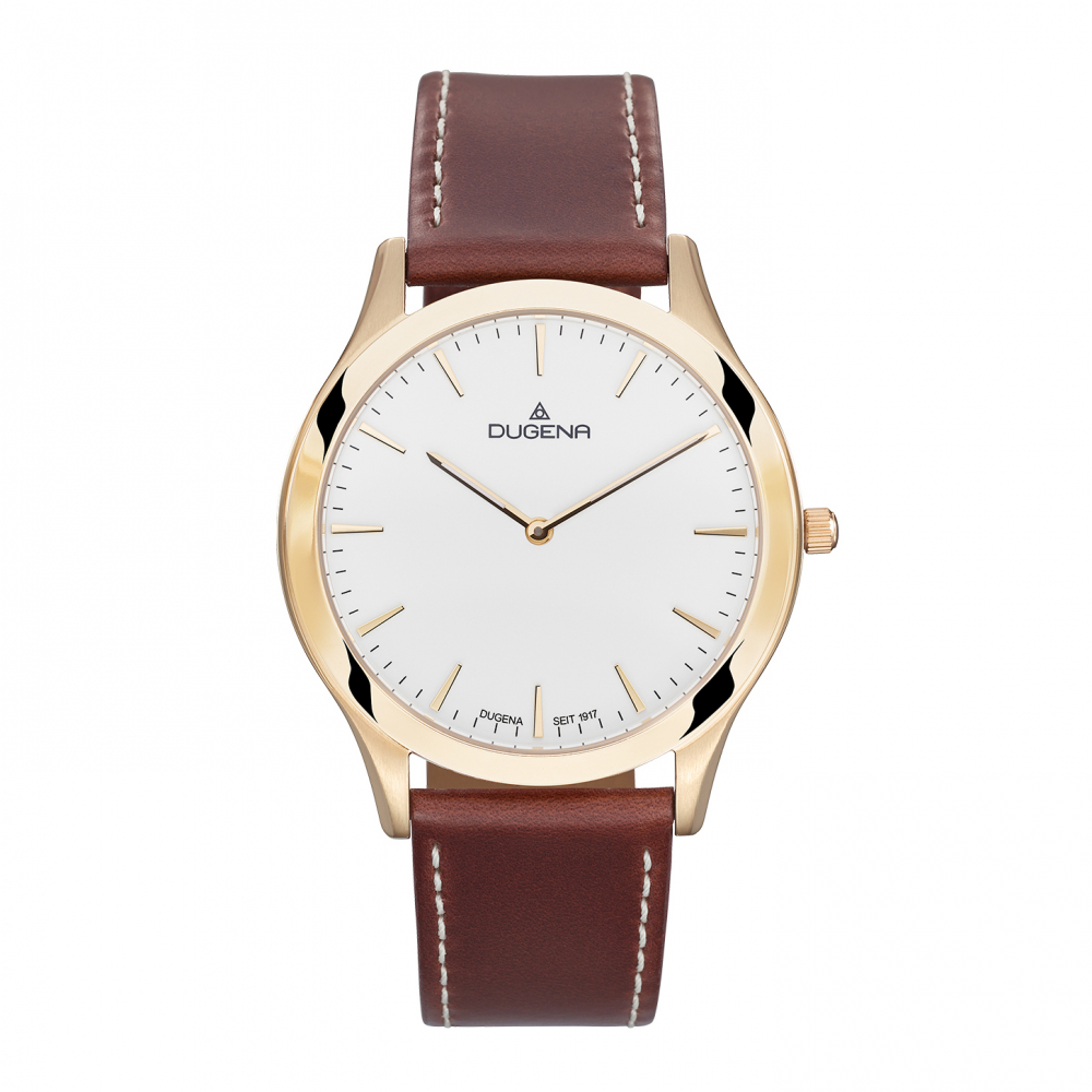 Dugena Flatliner Herren Armbanduhr 4460907 sehr Flach goldfarben, Saphirglas