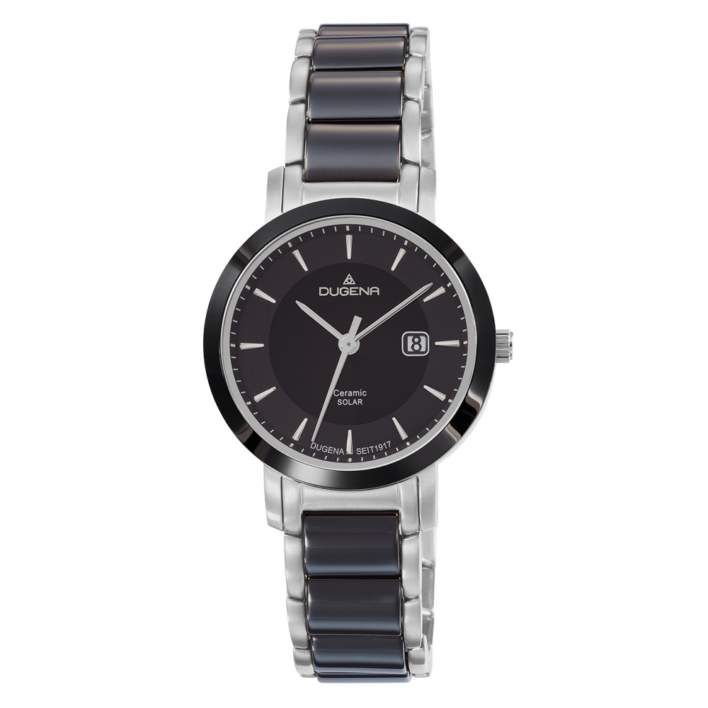 DUGENA Damen Uhr Edelstahl-Ceramic Solar 4461007 Datum