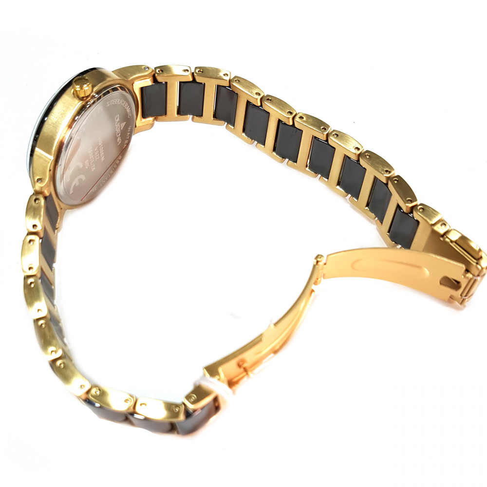 DUGENA Damen Uhr Edelstahl-Ceramic Solar 4461008 Datum bicolor