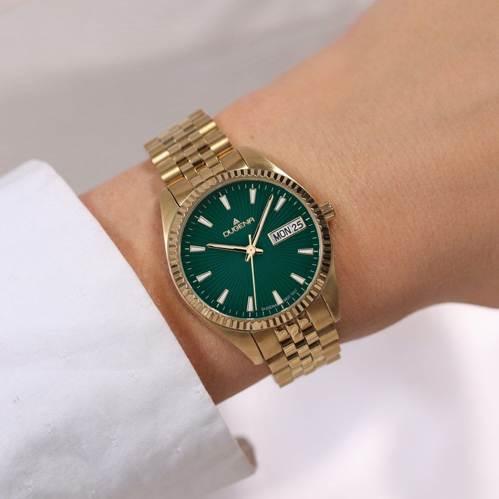 Dugena 4461036 Venetia Datum Wochentag Saphirglas 10 ATM goldfarben