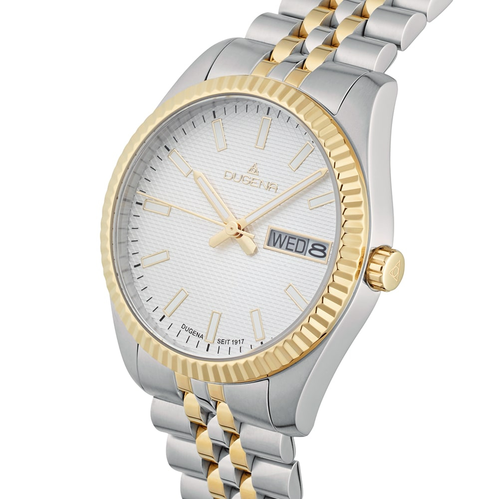 Dugena 4461070 Vento Datum Wochentag Saphirglas 10 ATM bicolor