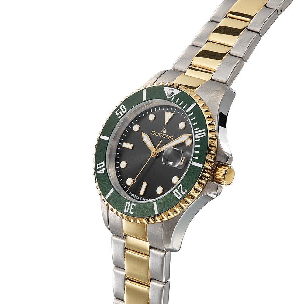 Dugena 4461074 Diver XL 44mm bicolor Herren Taucheruhr bis zu 30 ATM