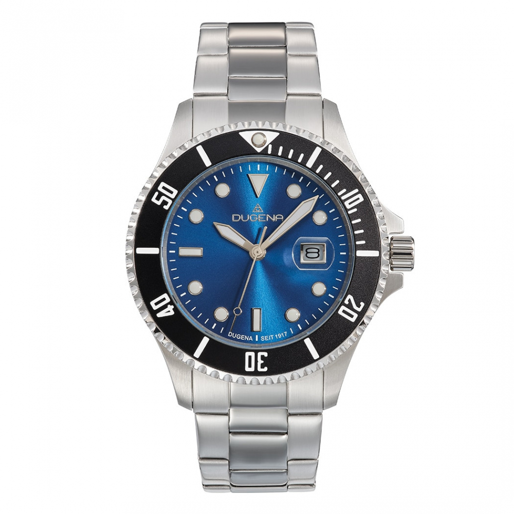 Dugena 4461075 Diver XL 44mm Herren Taucheruhr bis zu 30 ATM, Edelstahl
