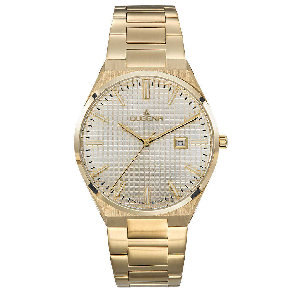 Dugena Herren Armbanduhr 4461145 Datum Saphirglas Goldfarben 40mm