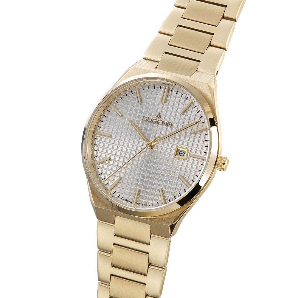 Dugena Herren Armbanduhr 4461145 Datum Saphirglas Goldfarben 40mm