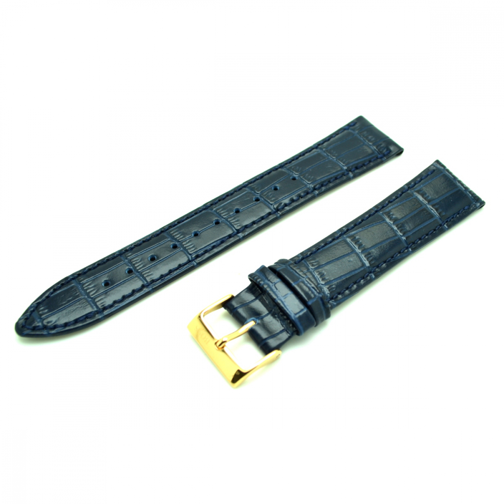 BOSS Ersatzband, Wechselband Leder blau Krokoprägung, Stegbreite 20mm