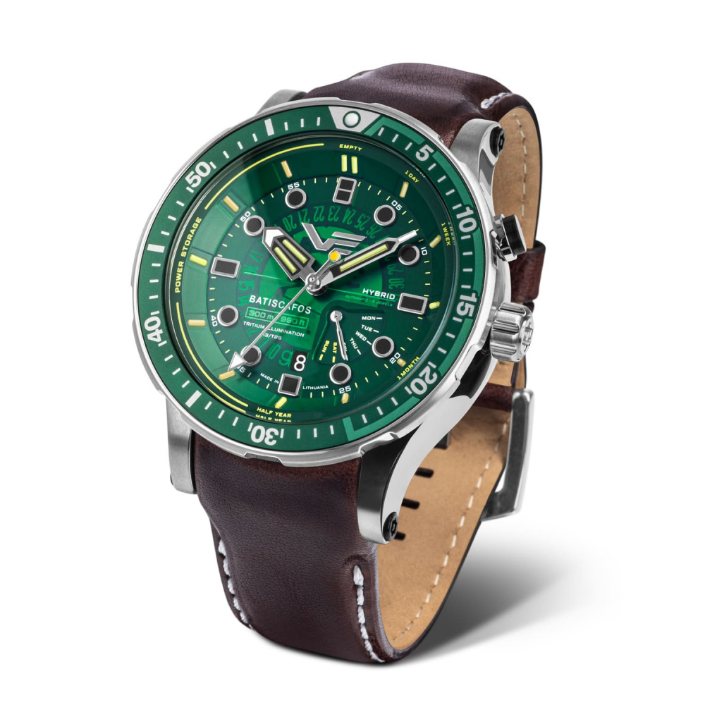 Vostok Europe Batiscafos Hybrid PX84-​511A770, 2x Bänder, 30ATM, Tritium