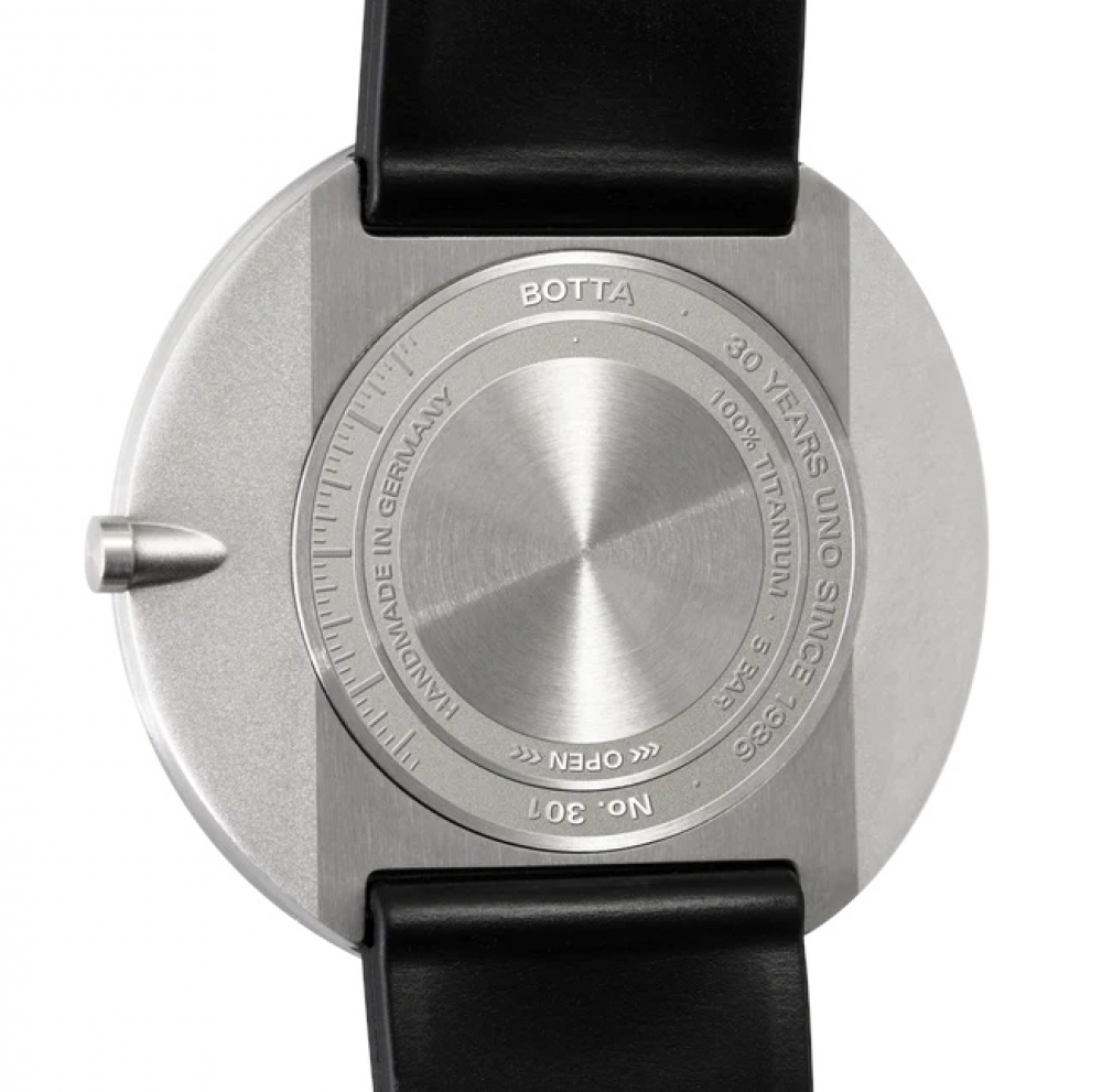 Botta 551190 UNO Quarz Jubiläumsuhr Titan Einzeigeruhr, 40mm Armbanduhr, Lederband