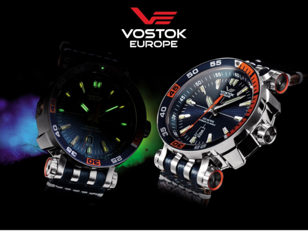 Vostok Europe NH35A-575A279 Energia Rocket Edelstahl Automatik blau mit Wechselband