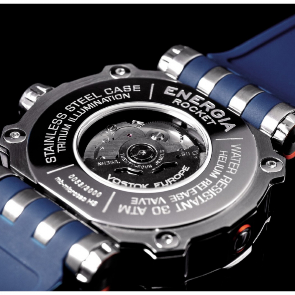 Vostok Europe NH35A-575A279 Energia Rocket Edelstahl Automatik blau mit Wechselband