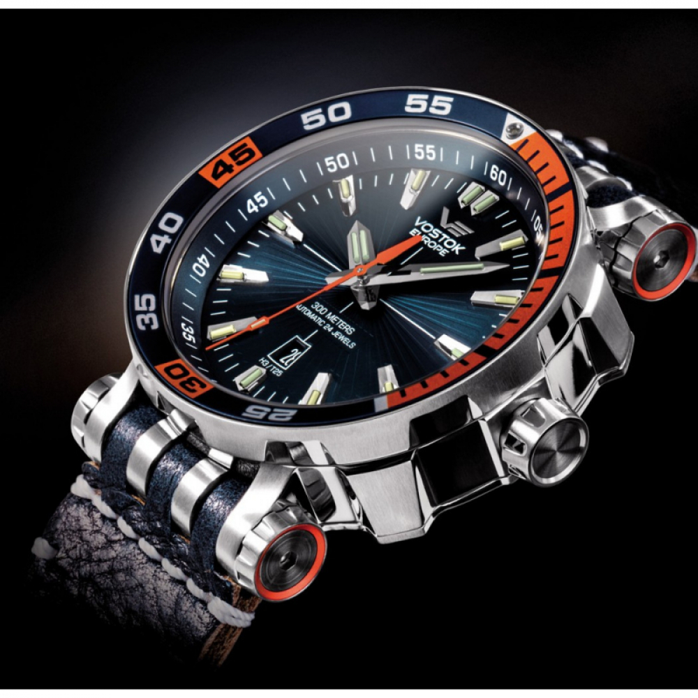 Vostok Europe NH35A-575A279 Energia Rocket Edelstahl Automatik blau mit Wechselband