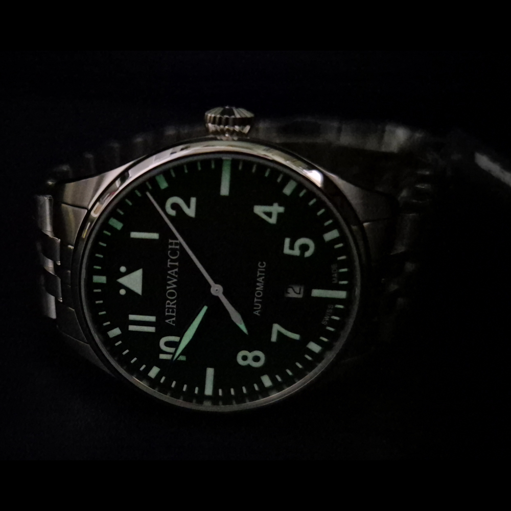 AEROWATCH Automatik Herren Armbanduhr Flieger/Pilotenuhr A 60996 AA04M Saphirglas
