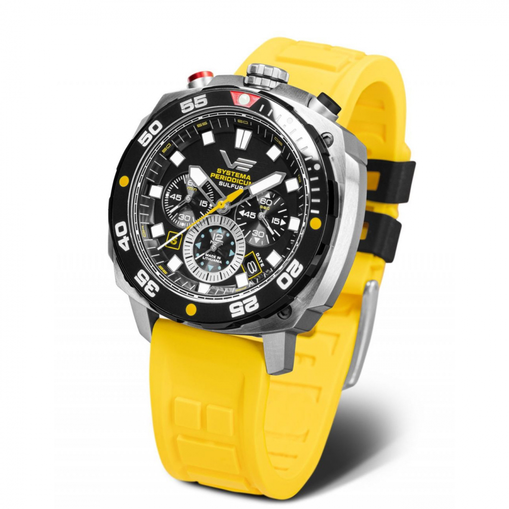 Vostok Europe VK67-​650E725 Herrenuhr Systema Periodicum 'Sulfur' Chronograph