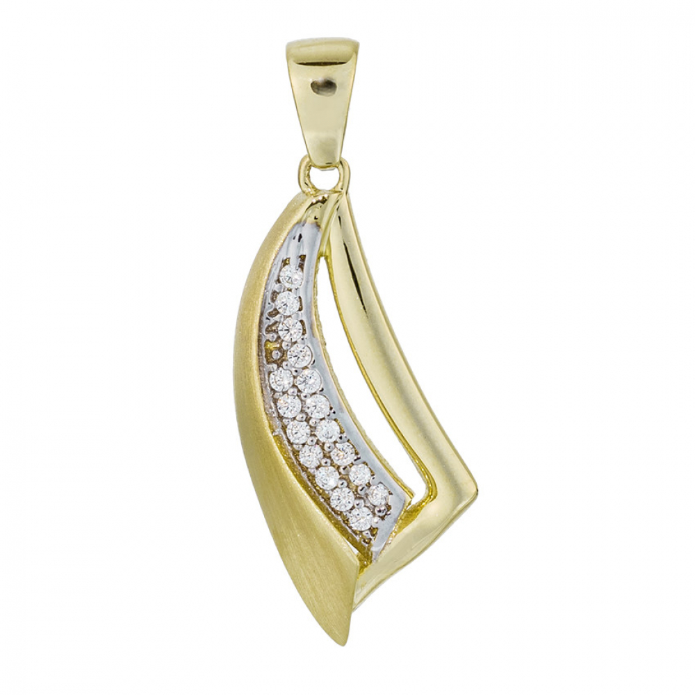 333/8K Gold Anhänger Bicolor-Gold mit 17 Zirkonia