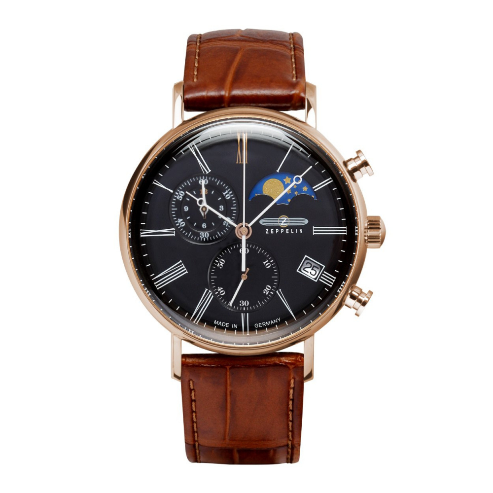 ZEPPELIN Herren Armbanduhr Chrono 7196-2 Serie LZ120 Rome, rosegoldfarben