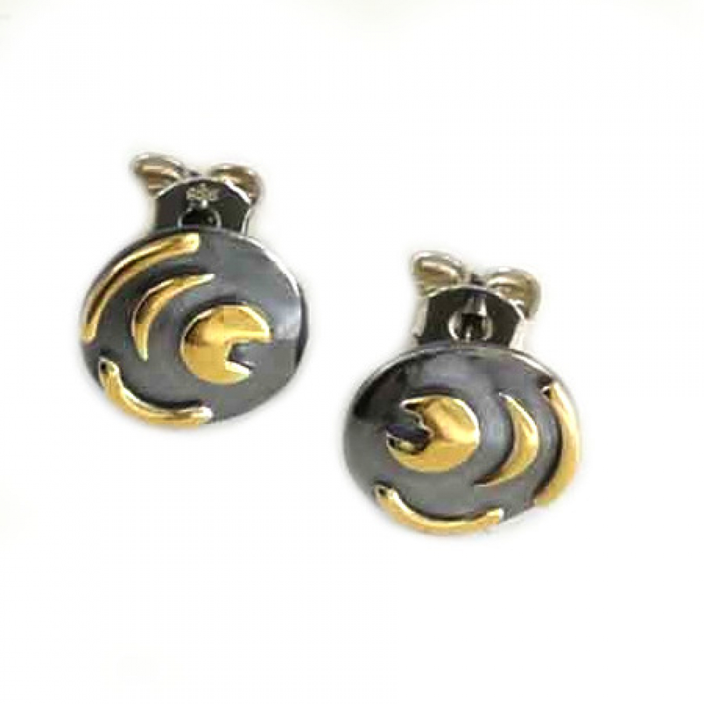 Paar Ohrstecker 10mm Himmelsscheibe von Nebra Sternenschmuck 925-Silber bicolor