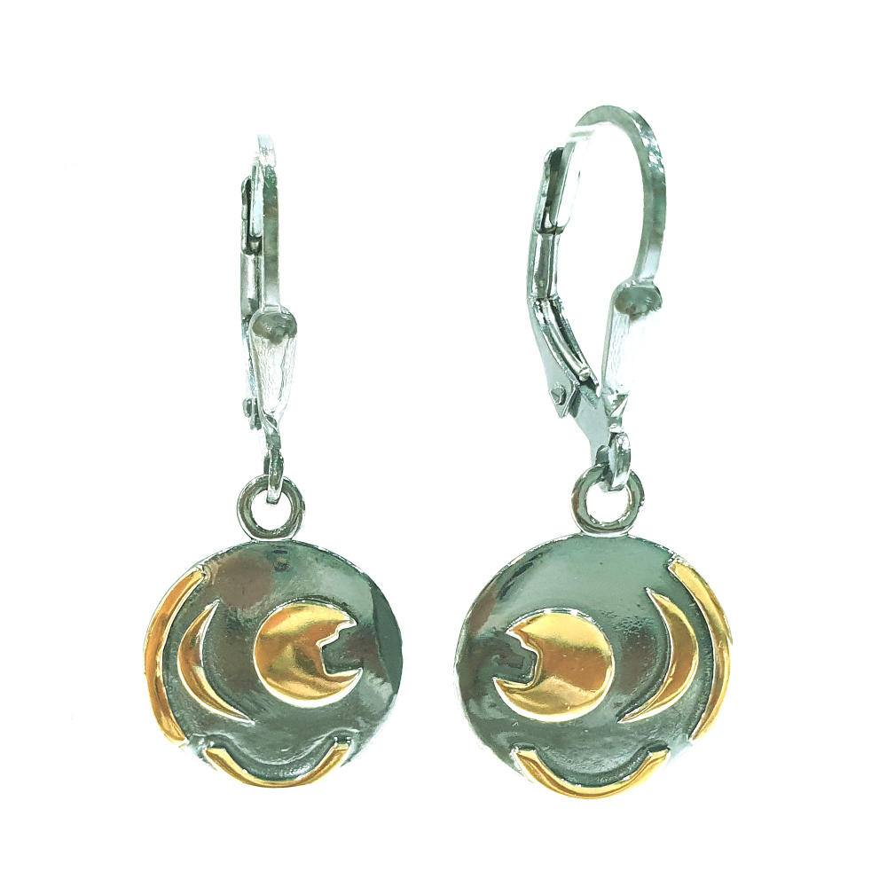 Ohrhänger 12mm Himmelsscheibe von Nebra aus 925-Silber zum Teil vergoldet Ohrringe