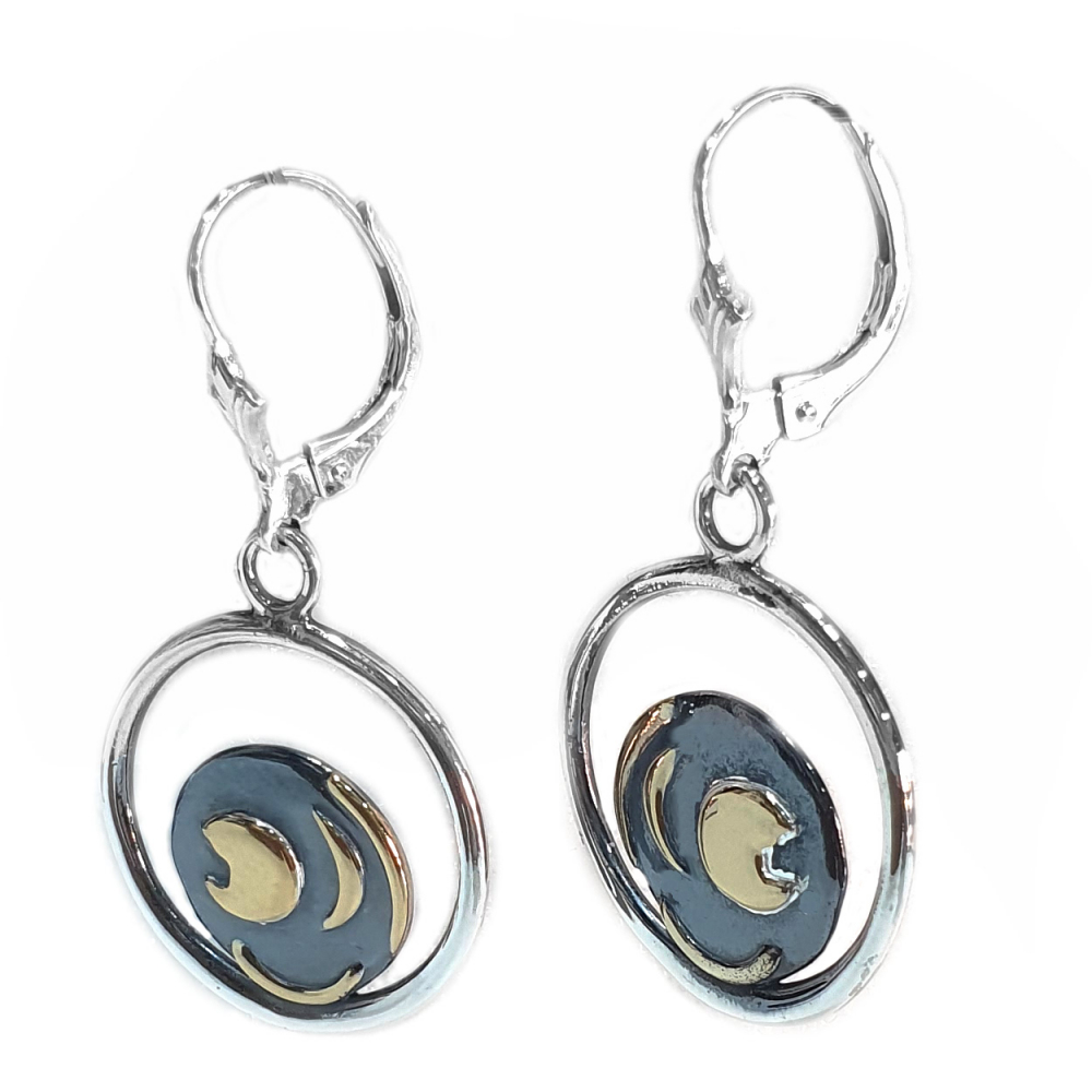 Ohrhänger "Horizontbogen" 12 mm Himmelsscheibe von Nebra aus 925-Silber zum Teil vergoldet Ohrringe