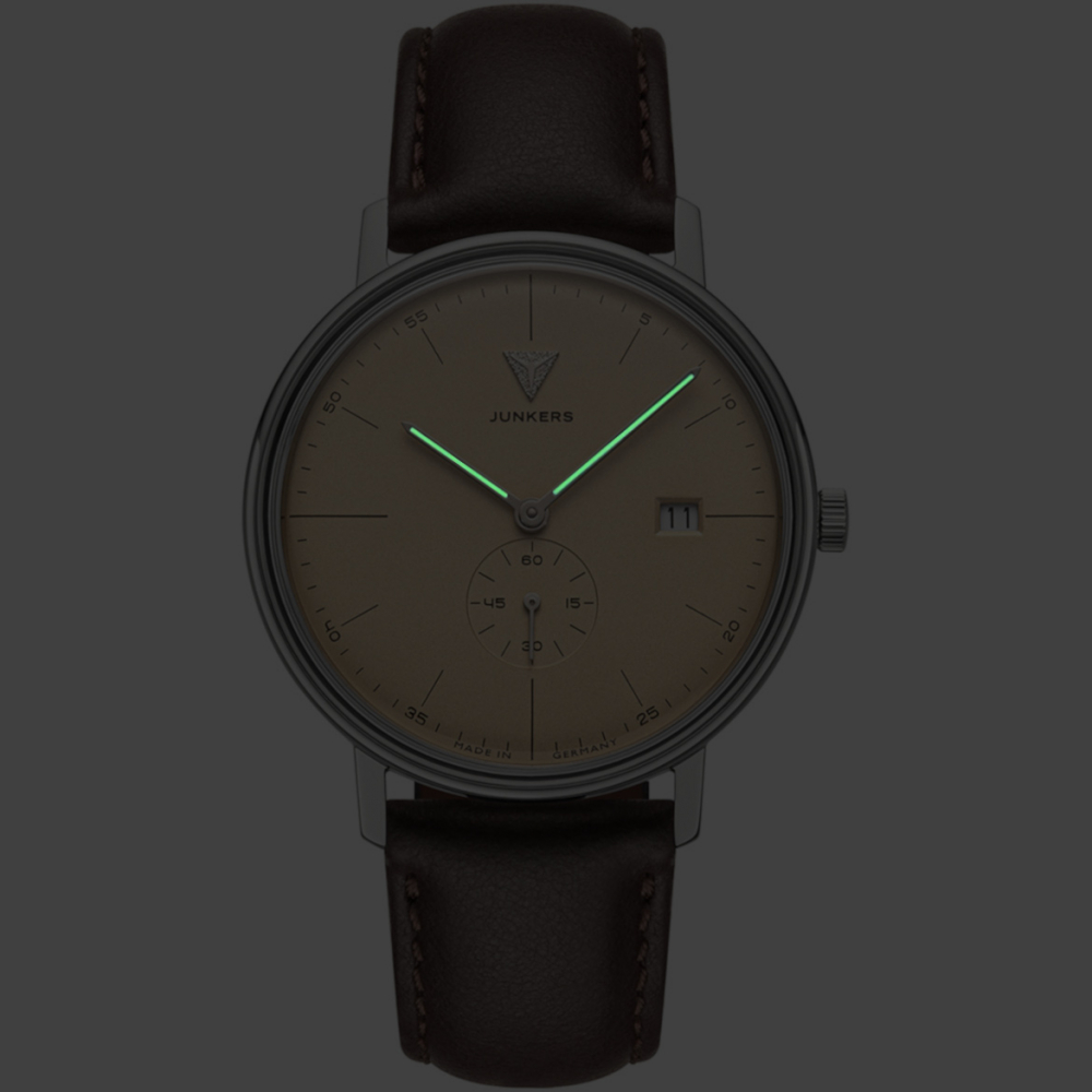 Junkers Herren Armbanduhr Bauhaus 9.13.02.05 Lederband, Datum